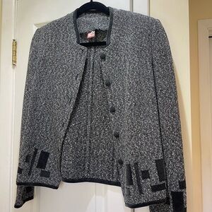 Elegant Black and Gray Women's Tweed Jacket